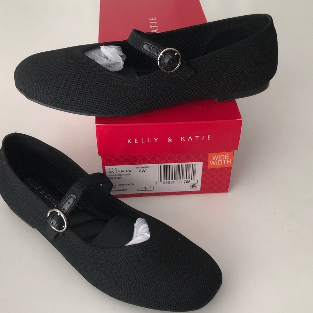 Kelly & Katie Black Mary Jane Ballet Flats with Buckle